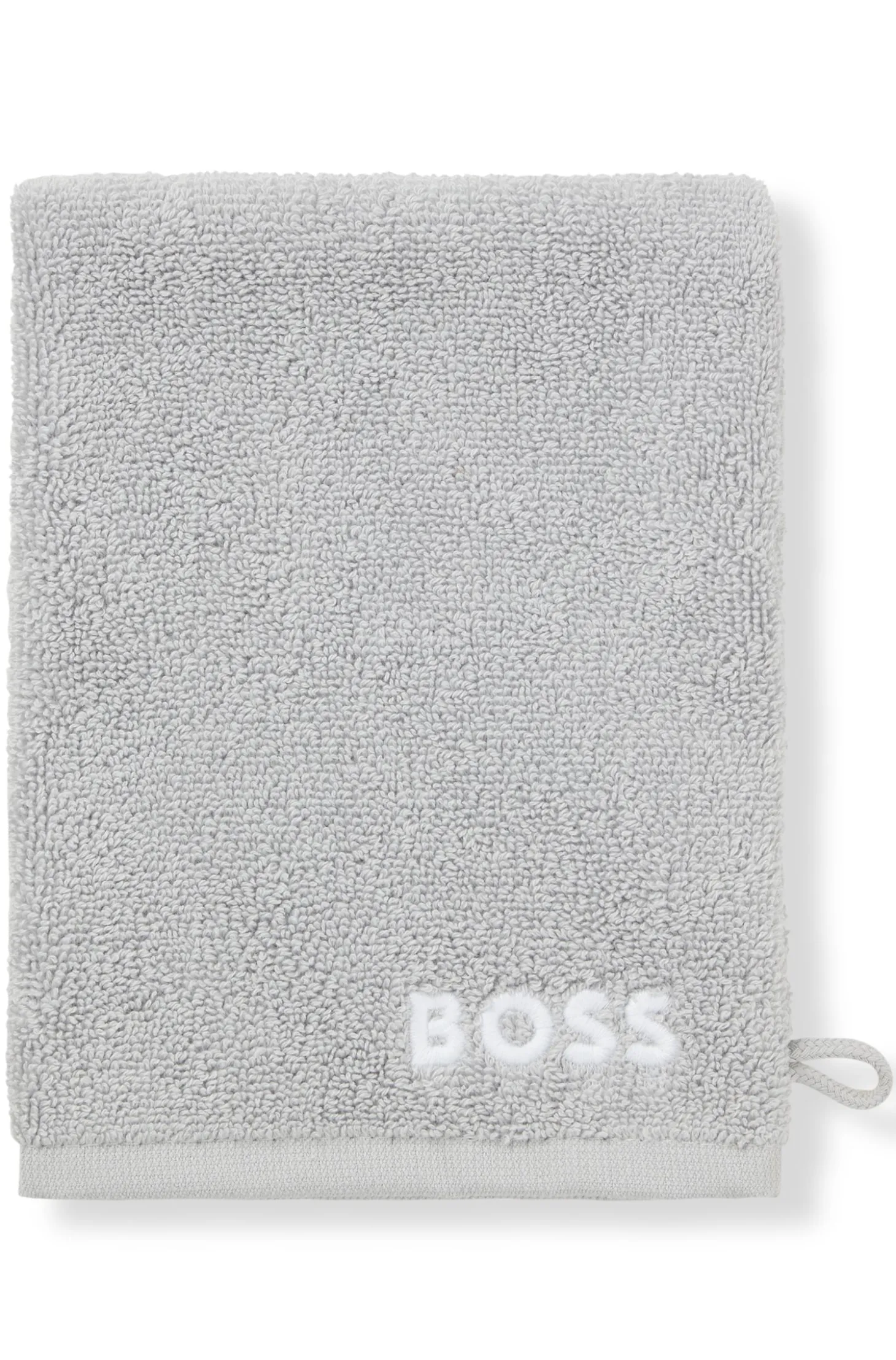 Waschhandschuh aus Baumwolle mit kontrastfarbener Logo-Stickerei