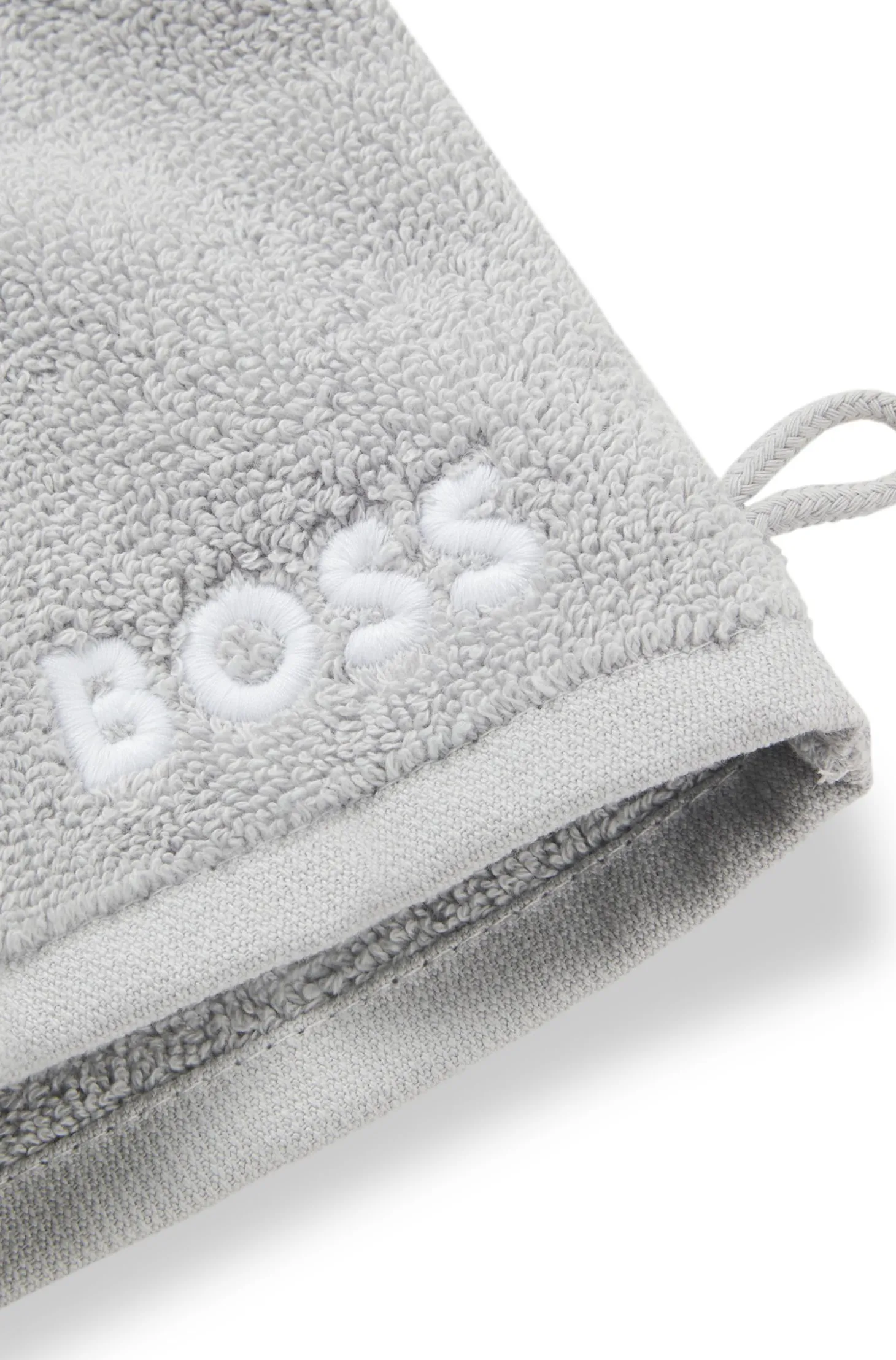 Waschhandschuh aus Baumwolle mit kontrastfarbener Logo-Stickerei