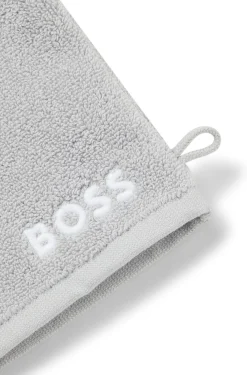 Waschhandschuh aus Baumwolle mit kontrastfarbener Logo-Stickerei