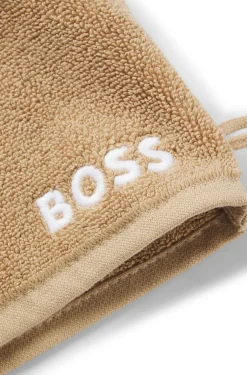 Waschhandschuh aus Baumwolle mit kontrastfarbener Logo-Stickerei