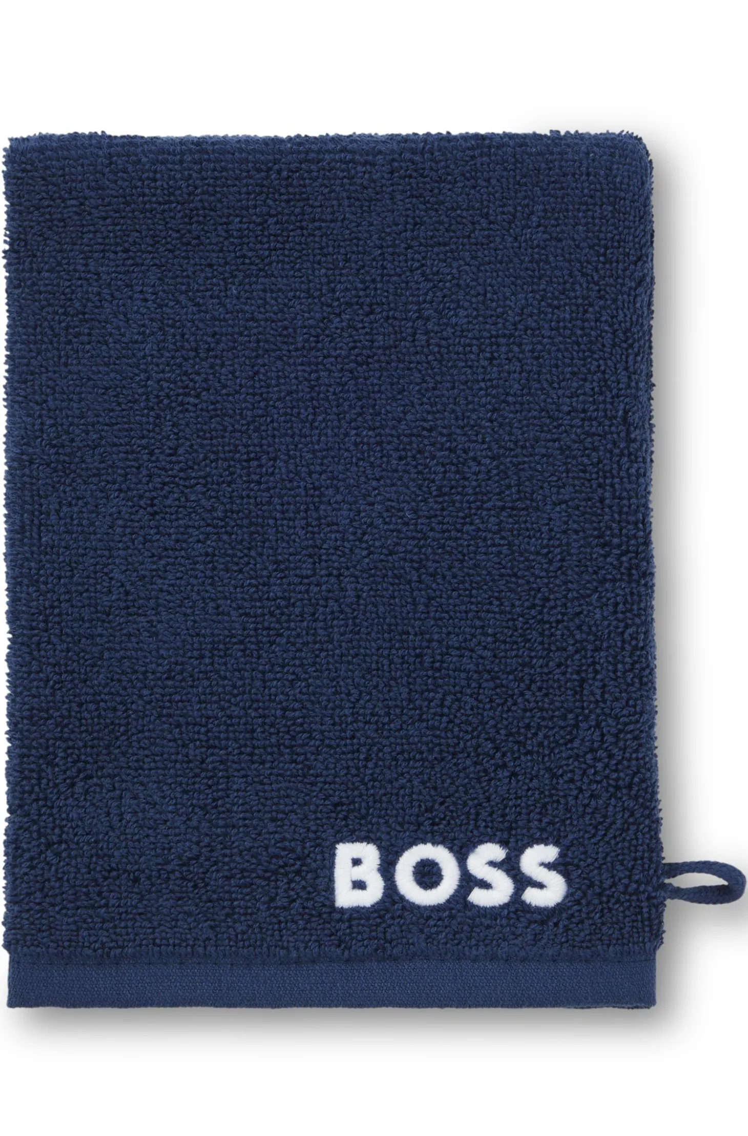 Waschhandschuh aus Baumwolle mit kontrastfarbener Logo-Stickerei
