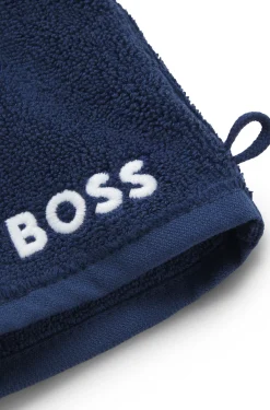 Waschhandschuh aus Baumwolle mit kontrastfarbener Logo-Stickerei
