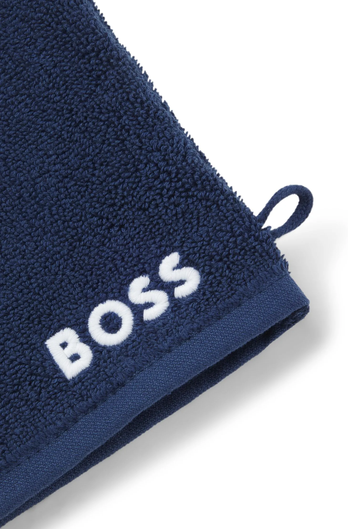 Waschhandschuh aus Baumwolle mit kontrastfarbener Logo-Stickerei