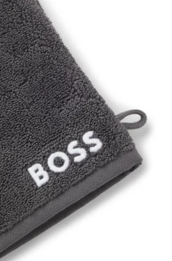 Waschhandschuh aus Baumwolle mit kontrastfarbener Logo-Stickerei