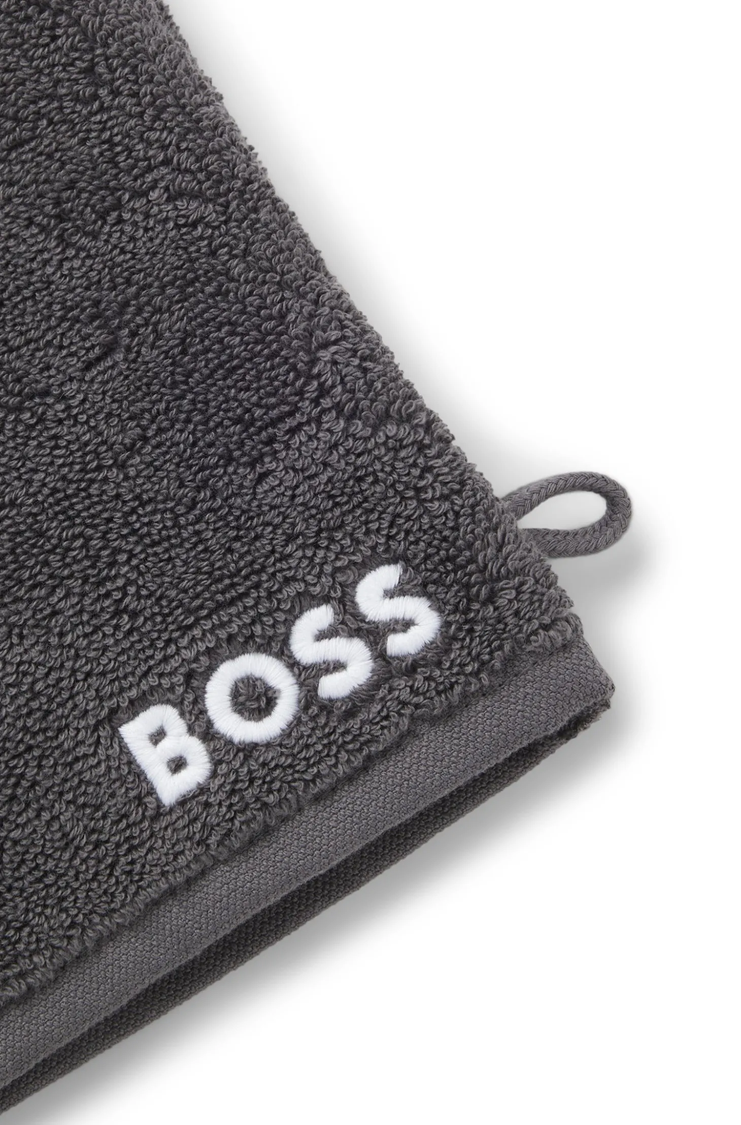 Waschhandschuh aus Baumwolle mit kontrastfarbener Logo-Stickerei