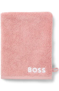 Waschhandschuh aus Baumwolle mit kontrastfarbener Logo-Stickerei