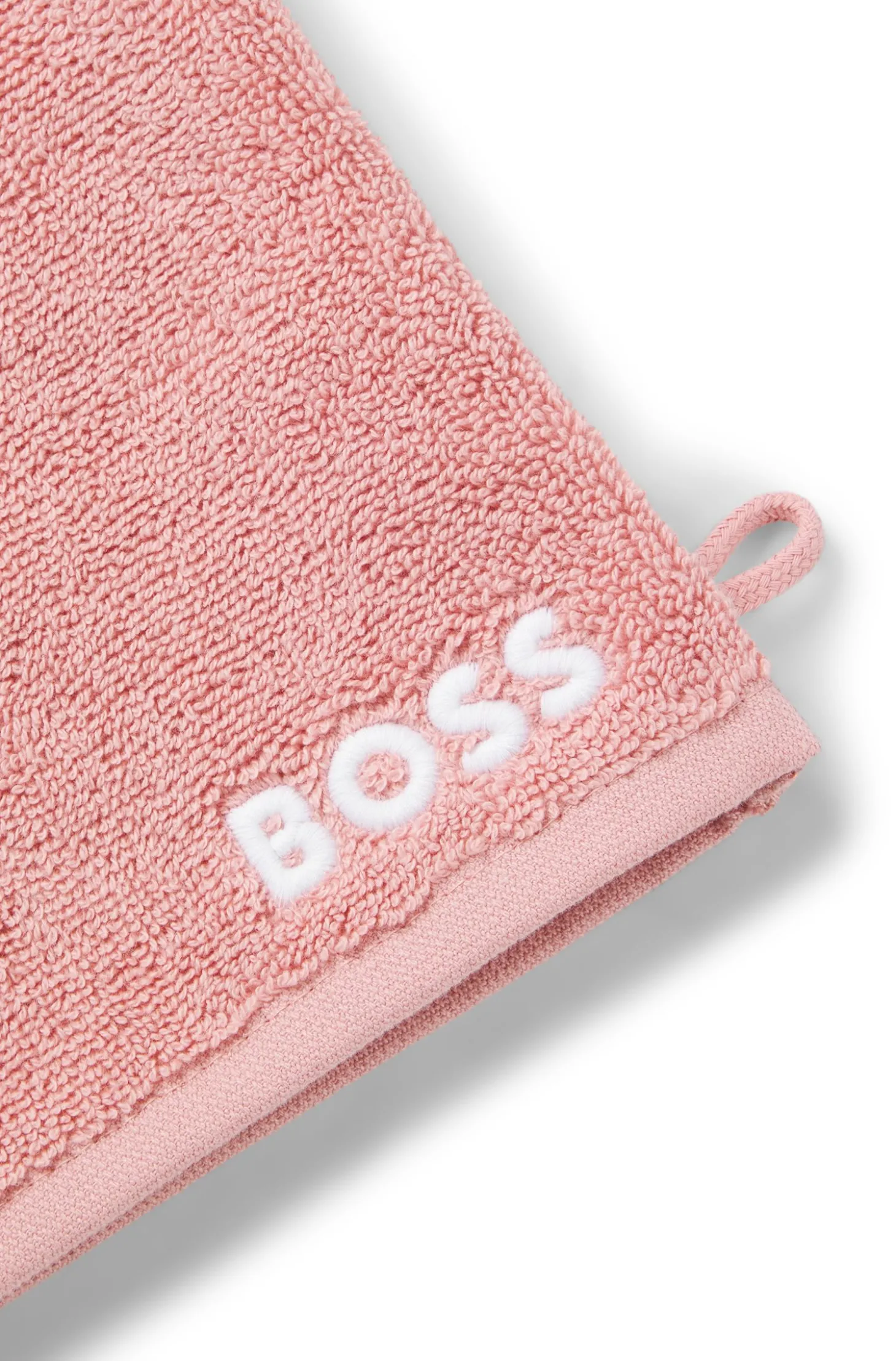Waschhandschuh aus Baumwolle mit kontrastfarbener Logo-Stickerei