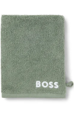 Waschhandschuh aus Baumwolle mit kontrastfarbener Logo-Stickerei