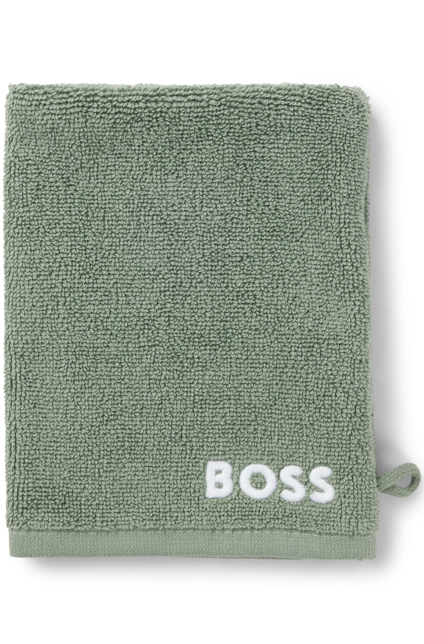 Waschhandschuh aus Baumwolle mit kontrastfarbener Logo-Stickerei