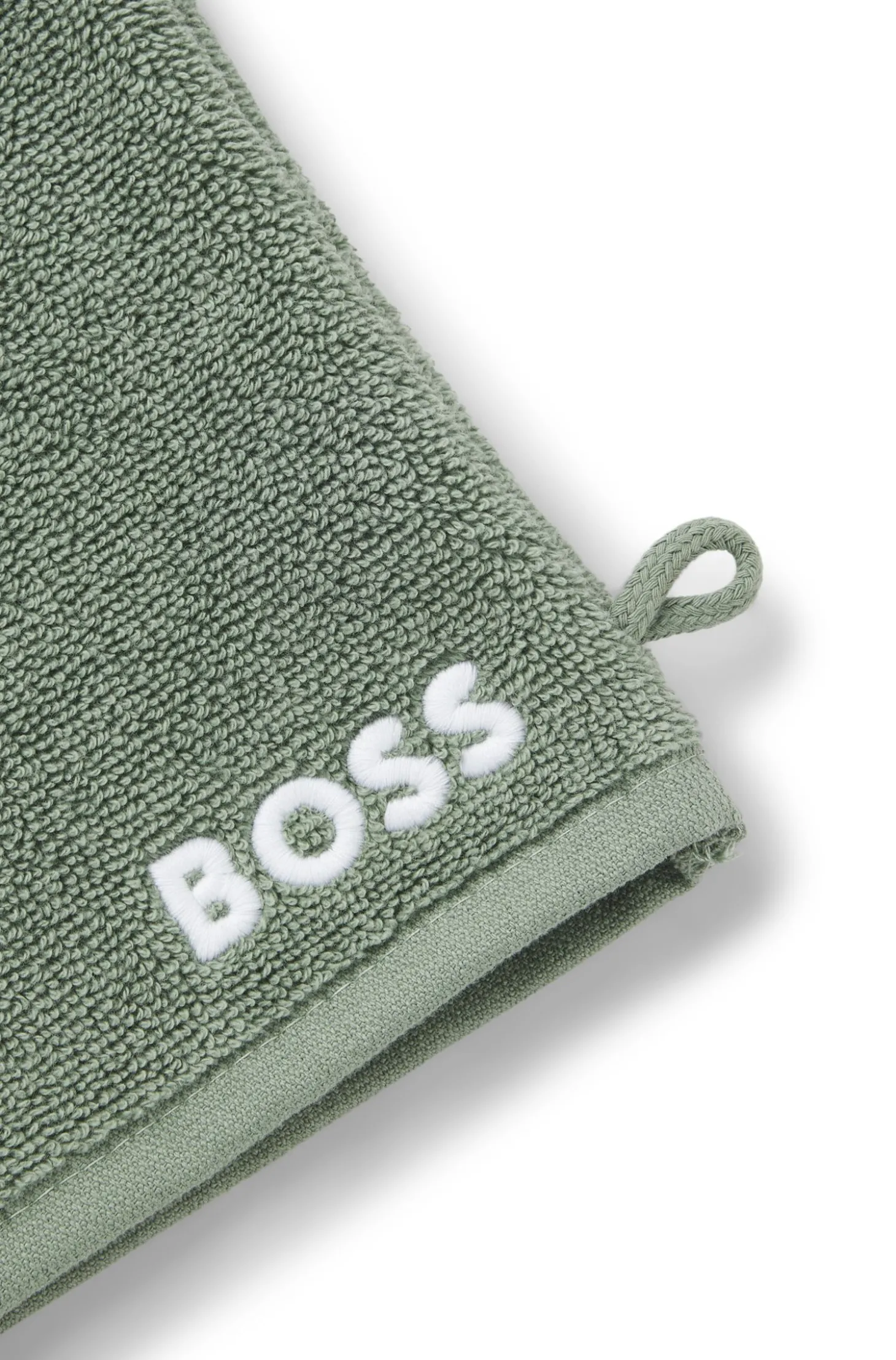 Waschhandschuh aus Baumwolle mit kontrastfarbener Logo-Stickerei