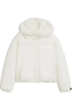 Wasserabweisende Jacke mit abnehmbarem Lätzchen aus Kunstfell