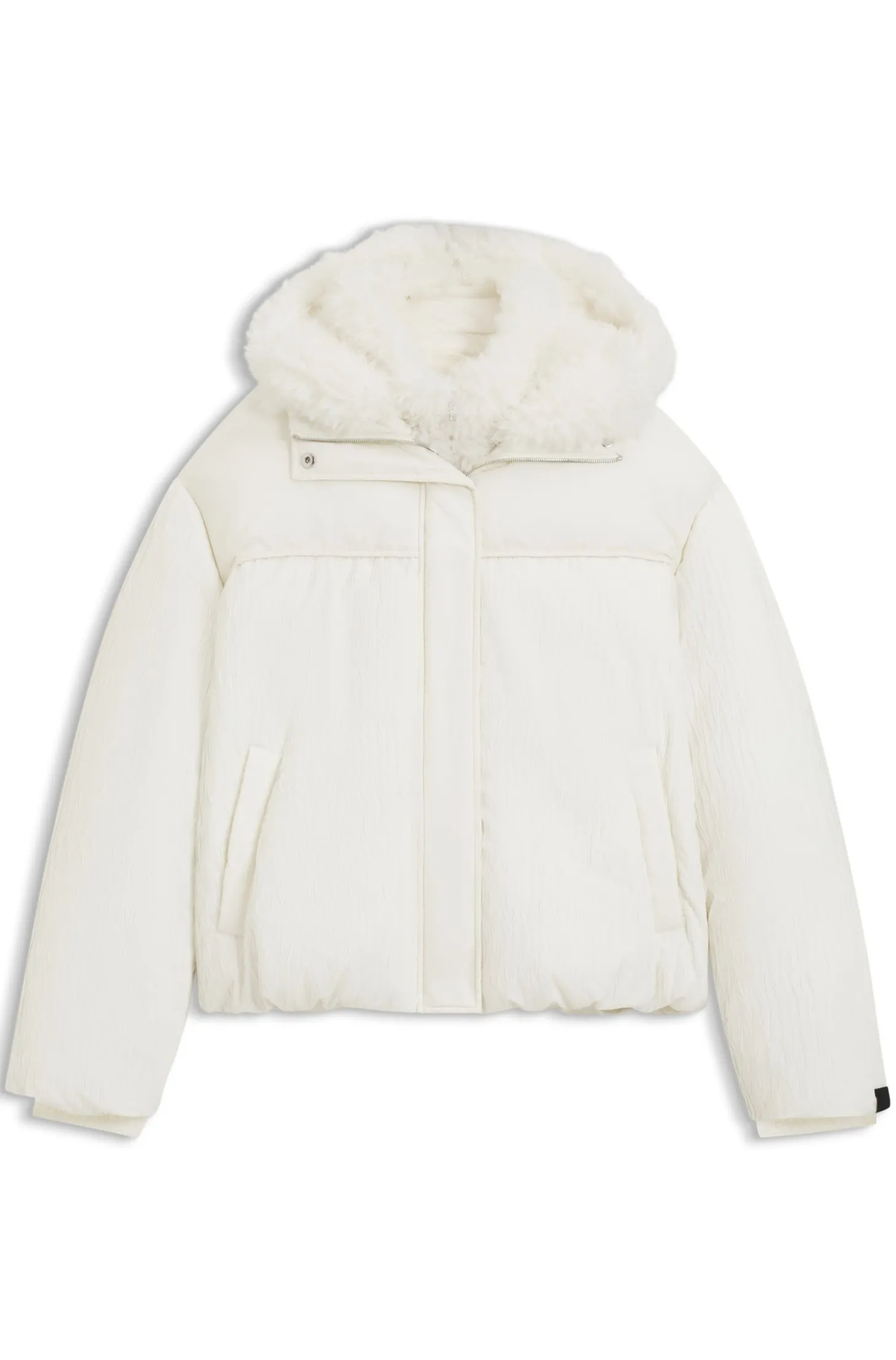 Wasserabweisende Jacke mit abnehmbarem Lätzchen aus Kunstfell