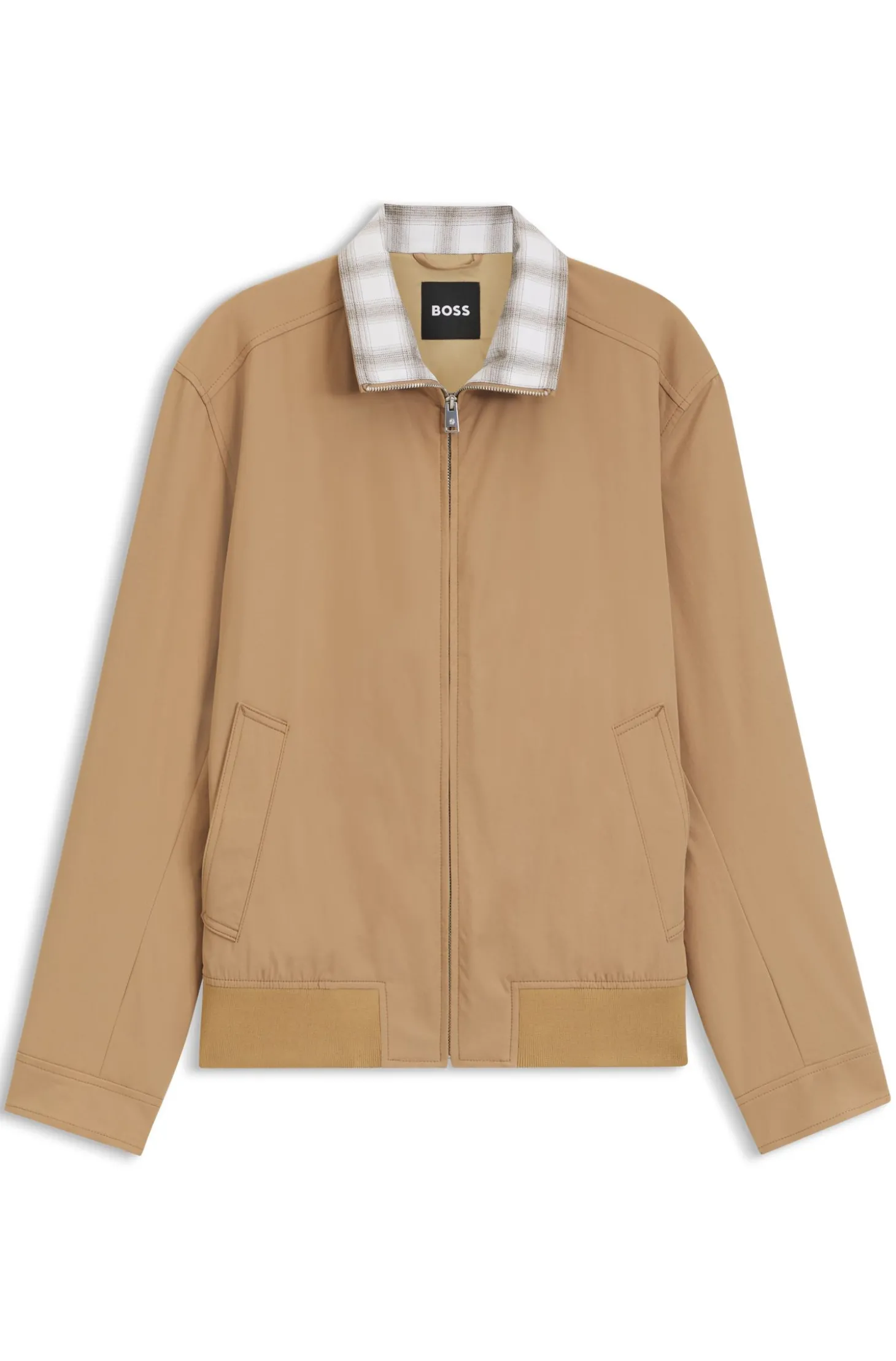 Wasserabweisende Jacke mit kariertem Kragen