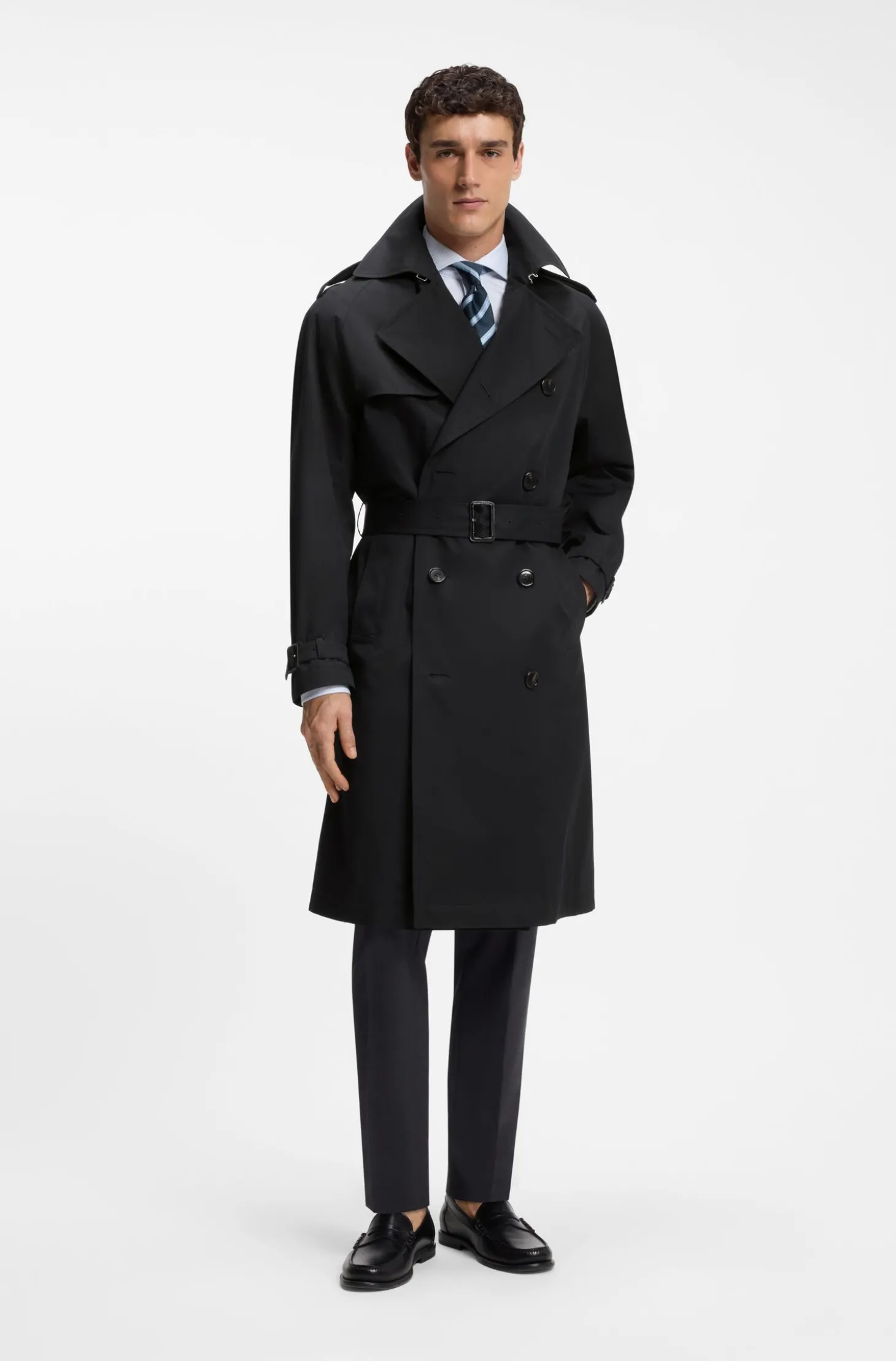 Wasserabweisender Trenchcoat aus Baumwoll-Twill
