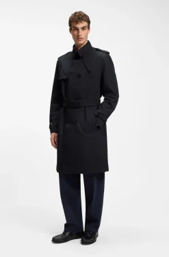 Wasserabweisender Trenchcoat aus Baumwoll-Mix mit Twill-Struktur