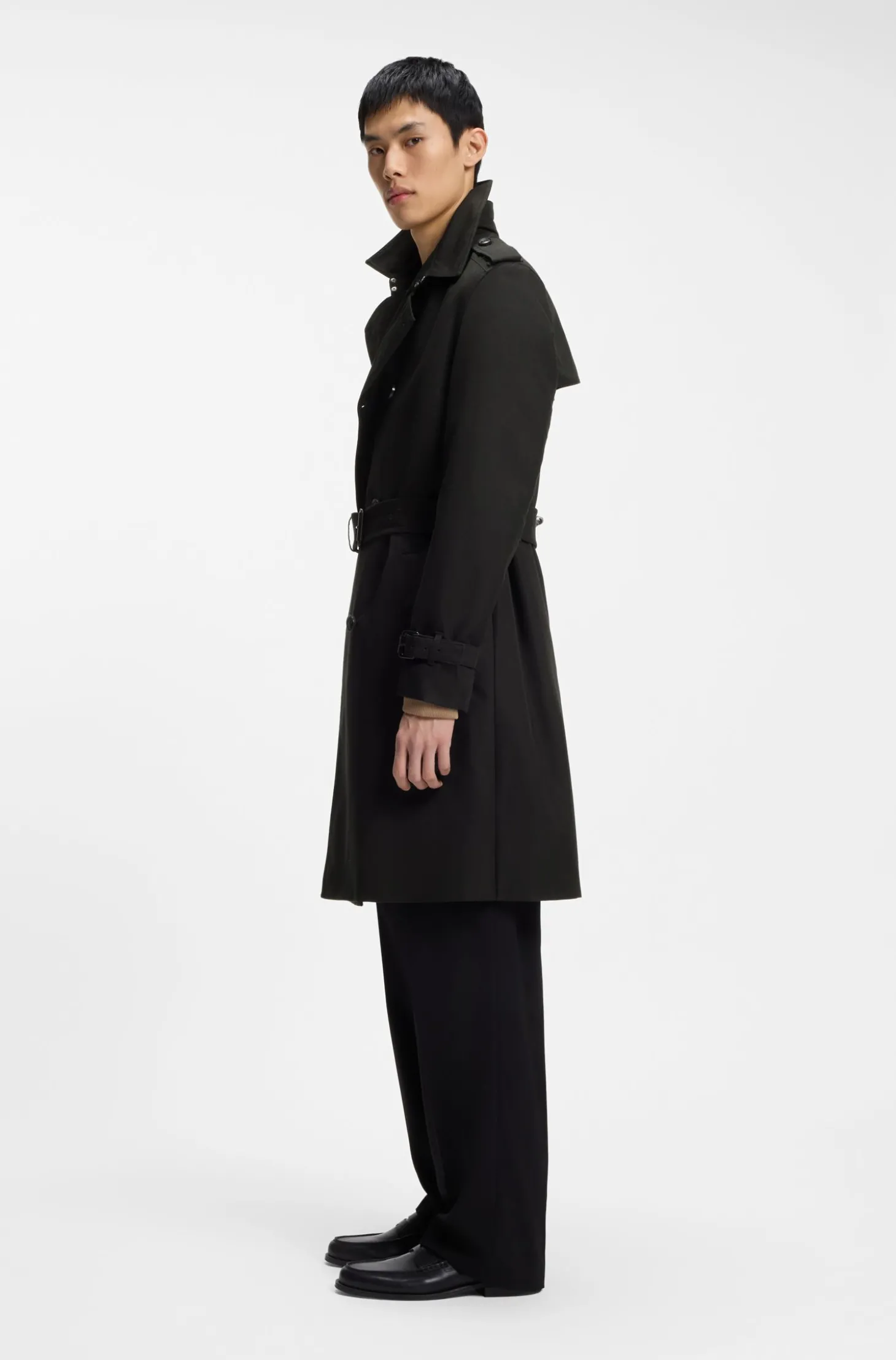 Wasserabweisender Trenchcoat aus Baumwoll-Mix mit Twill-Struktur