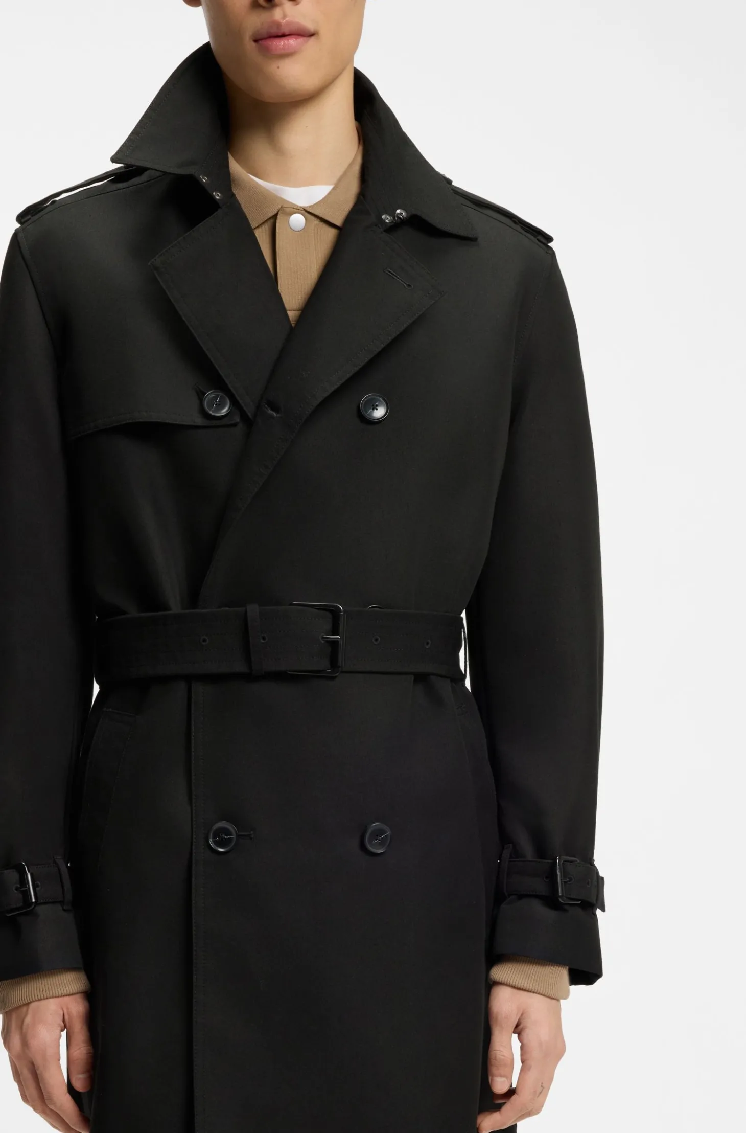 Wasserabweisender Trenchcoat aus Baumwoll-Mix mit Twill-Struktur