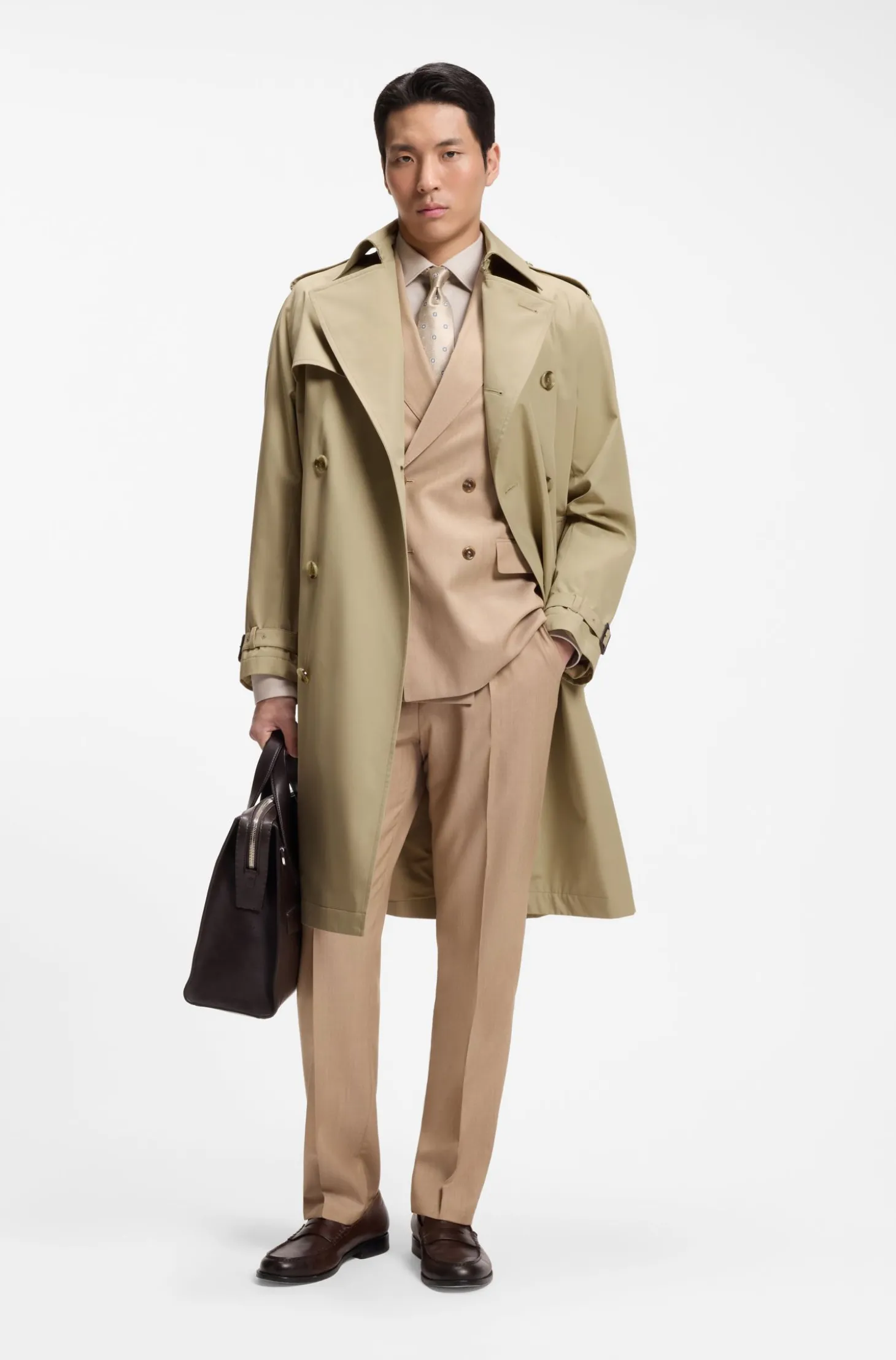 Wasserabweisender Trenchcoat aus Baumwoll-Twill