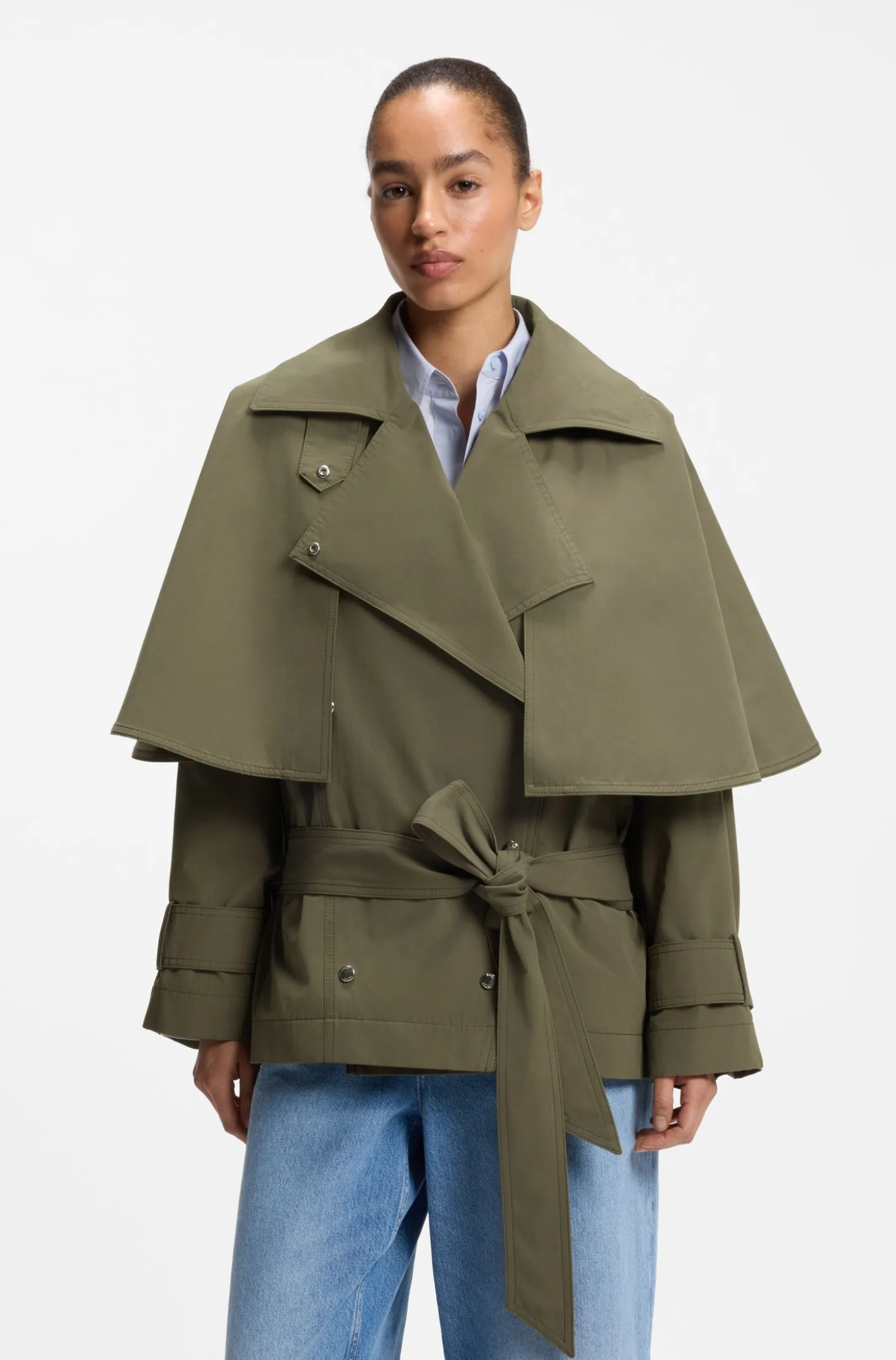 Wasserabweisender Trenchcoat mit Gürtel