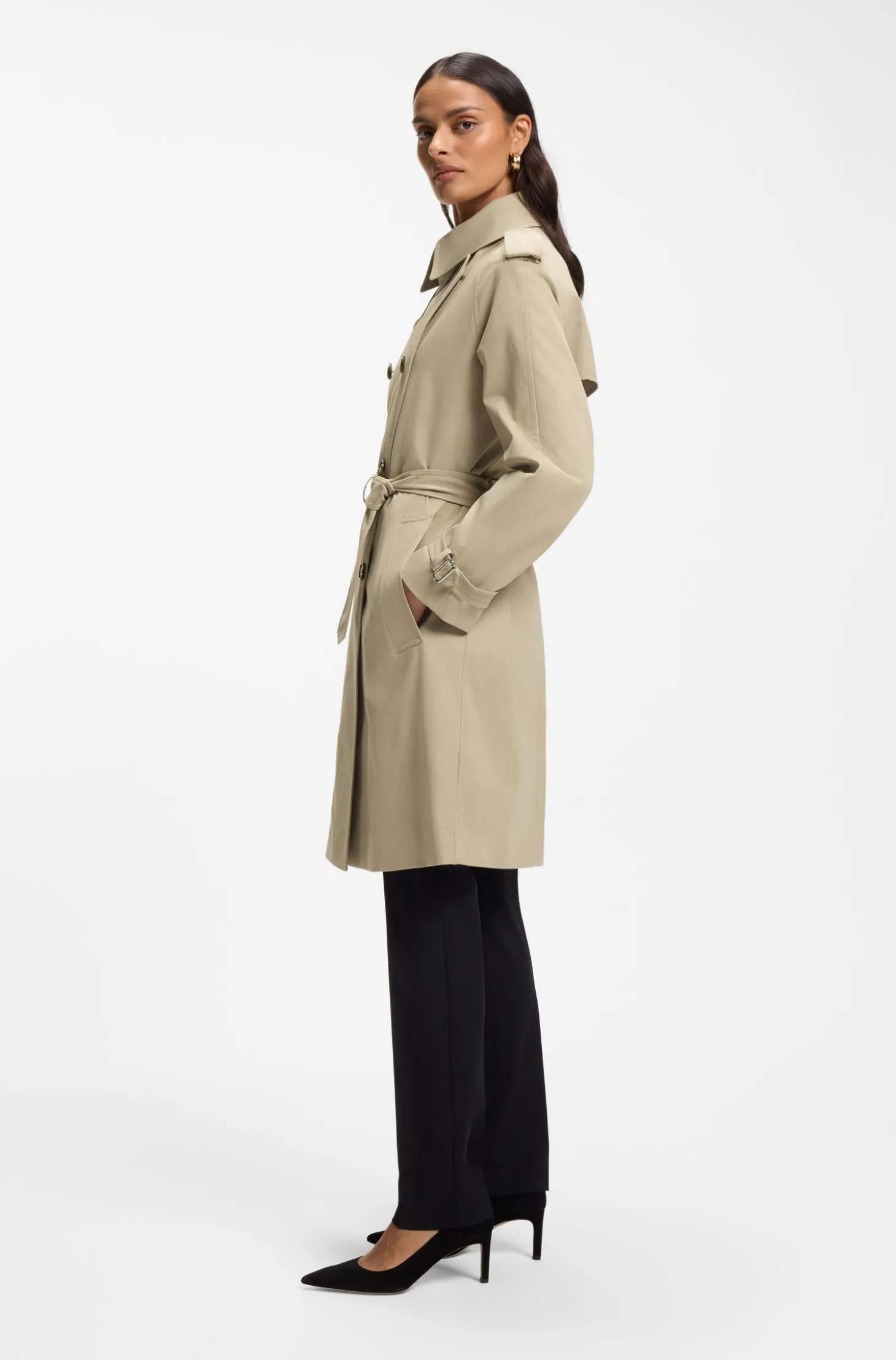 Wasserabweisender Trenchcoat mit Gürtel