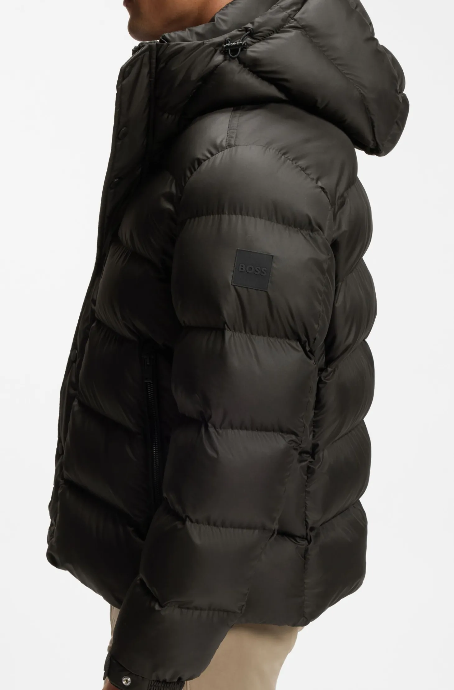Wasserabweisende Steppjacke mit Kapuze und gepolstertem Kragen