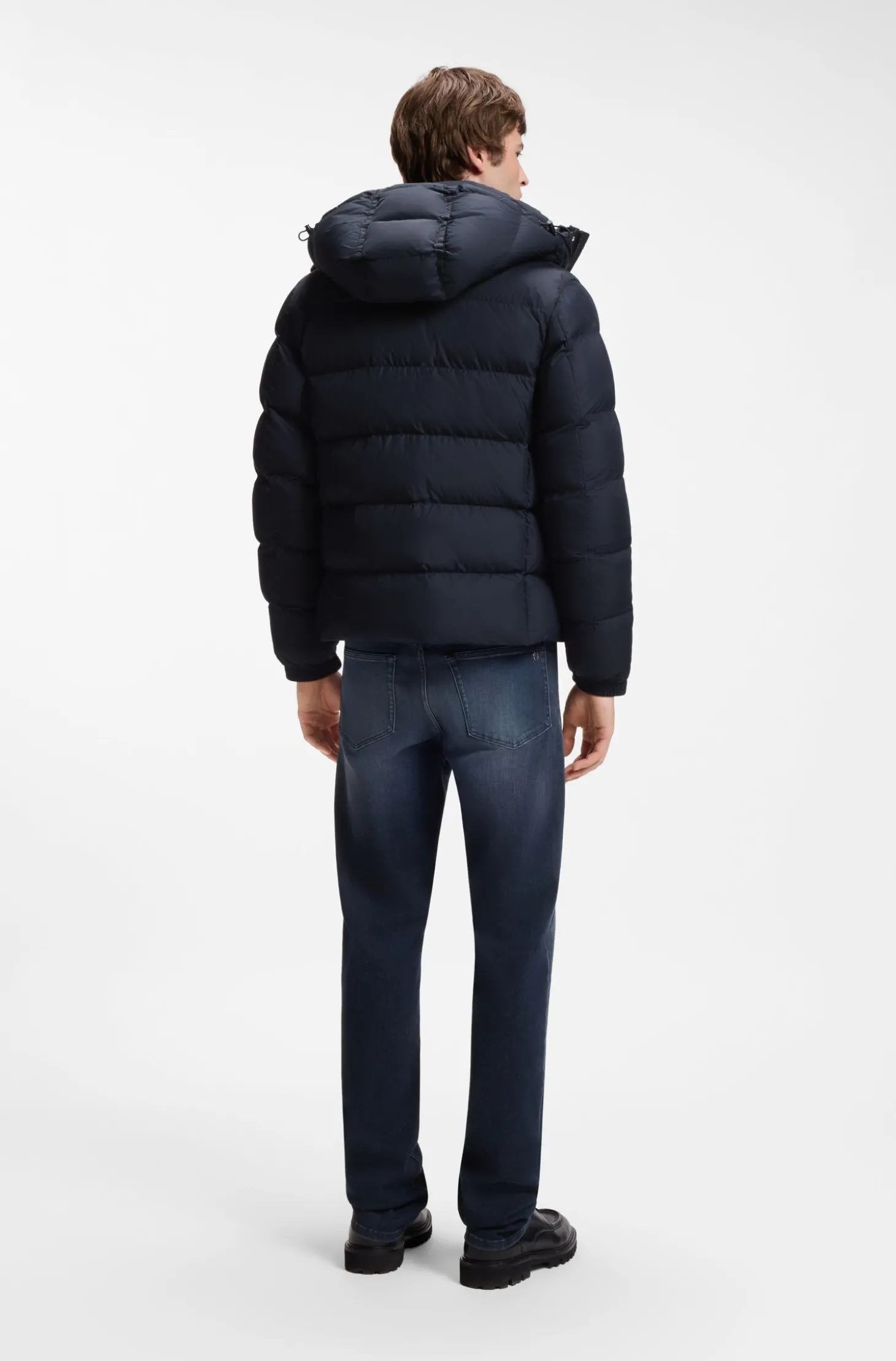 Wasserabweisende Steppjacke mit Kapuze und gepolstertem Kragen