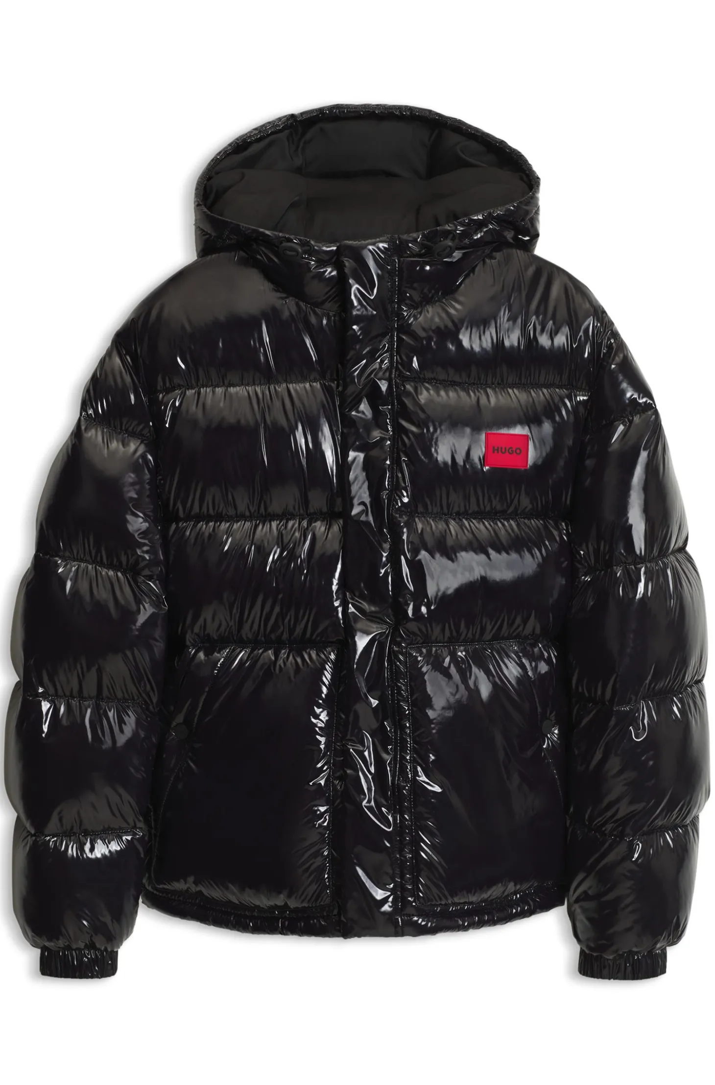 Wasserabweisende wattierte Jacke mit lackiertem Finish