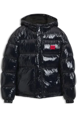 Wasserabweisende wattierte Jacke mit lackiertem Finish