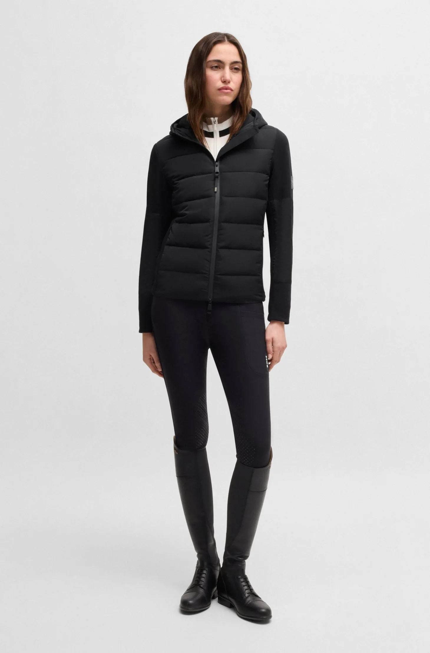 Wasserabweisende, wattierte Reitsport-Hybrid-Jacke