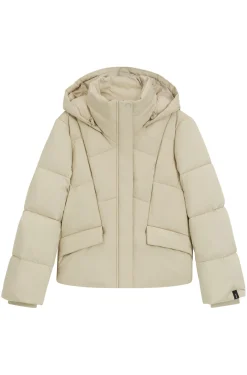 Wattierte Jacke mit Kapuze und Paspeln