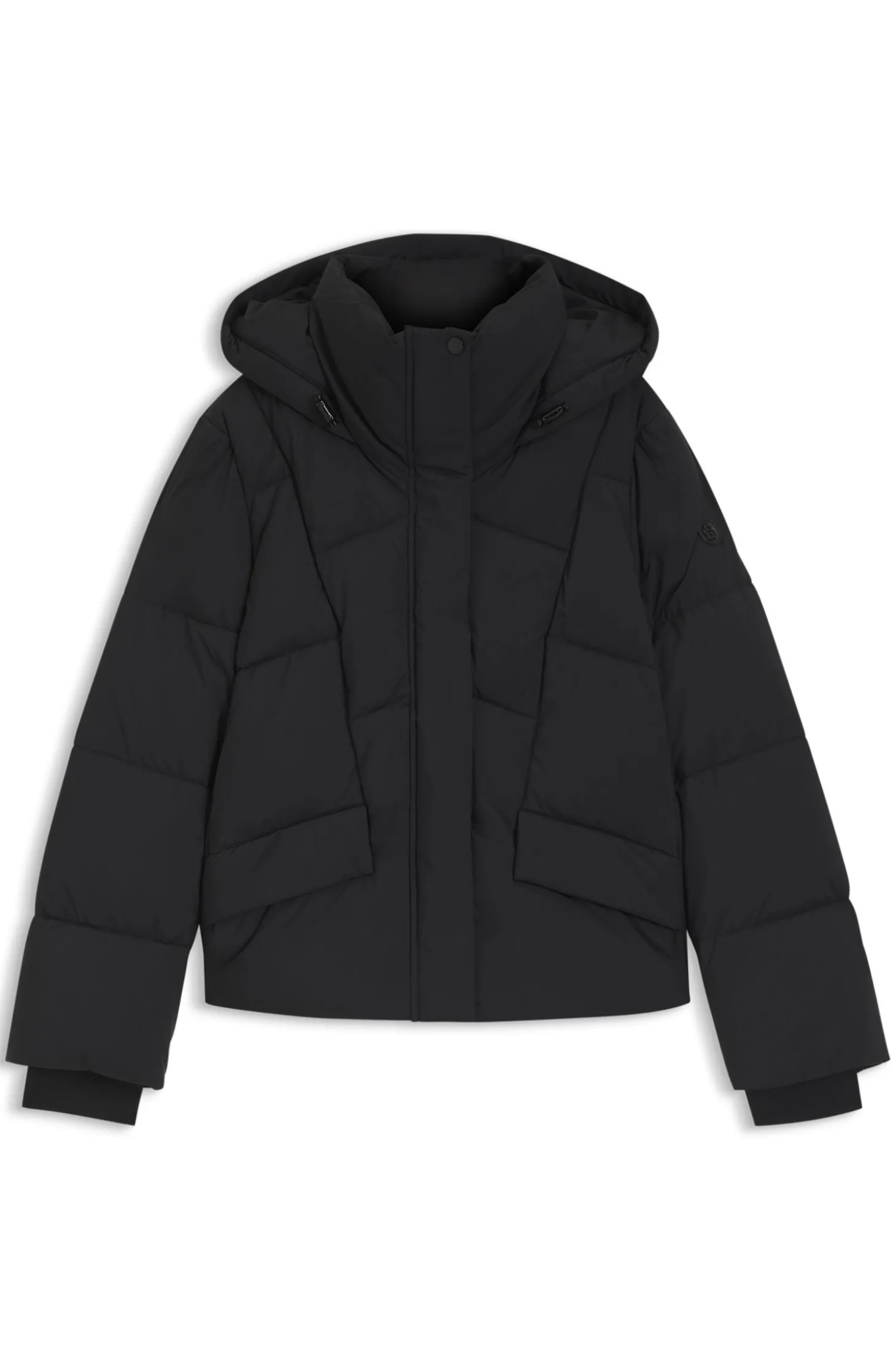 Wattierte Jacke mit Kapuze und Paspeln