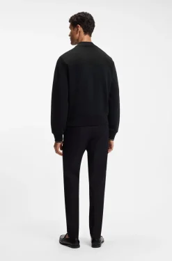 Wattierte Sweatjacke aus Material-Mix mit Reißverschluss