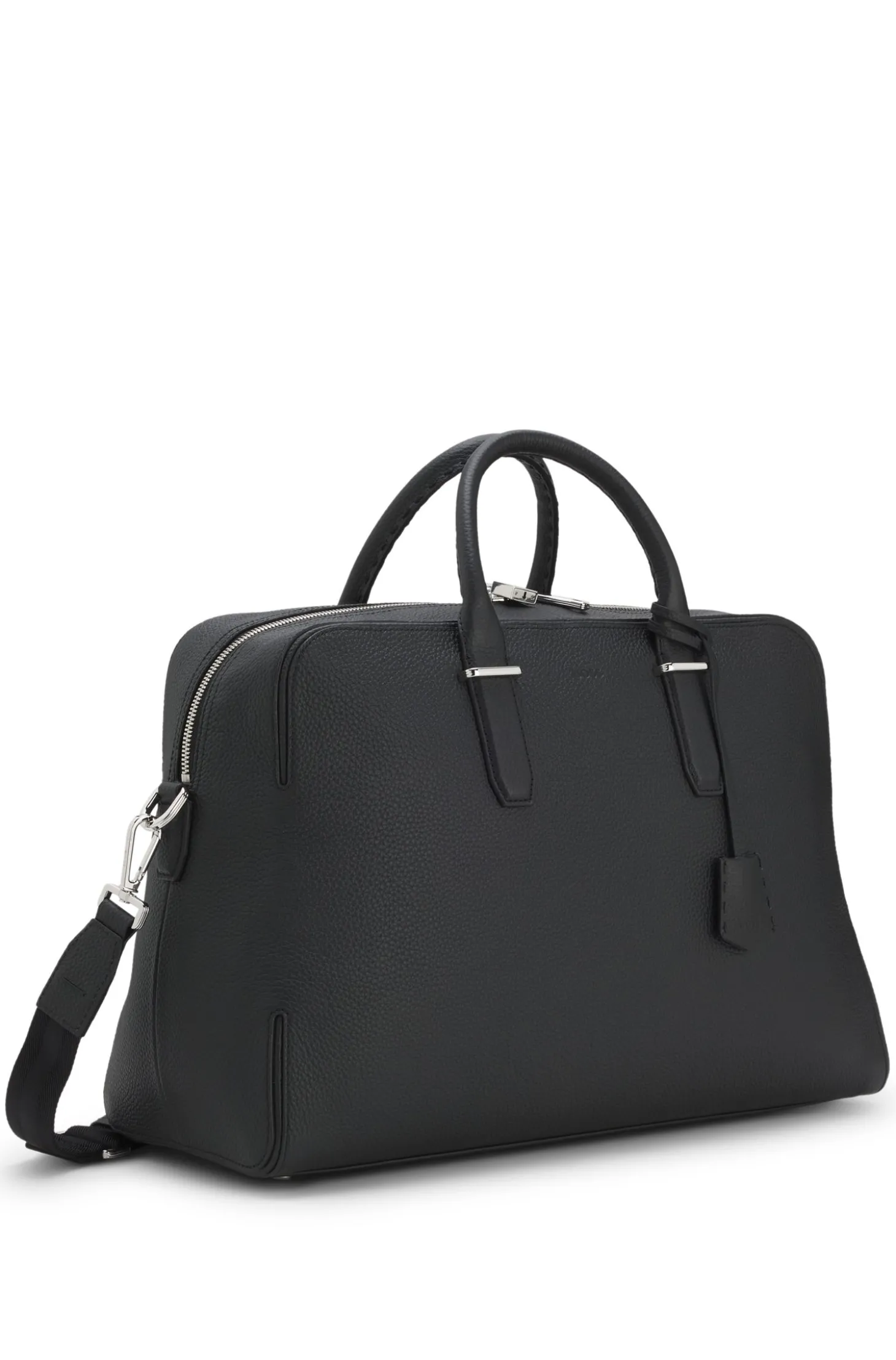Weekender aus genarbtem Leder mit Logo-Prägung