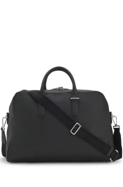 Weekender aus genarbtem Leder mit Logo-Prägung
