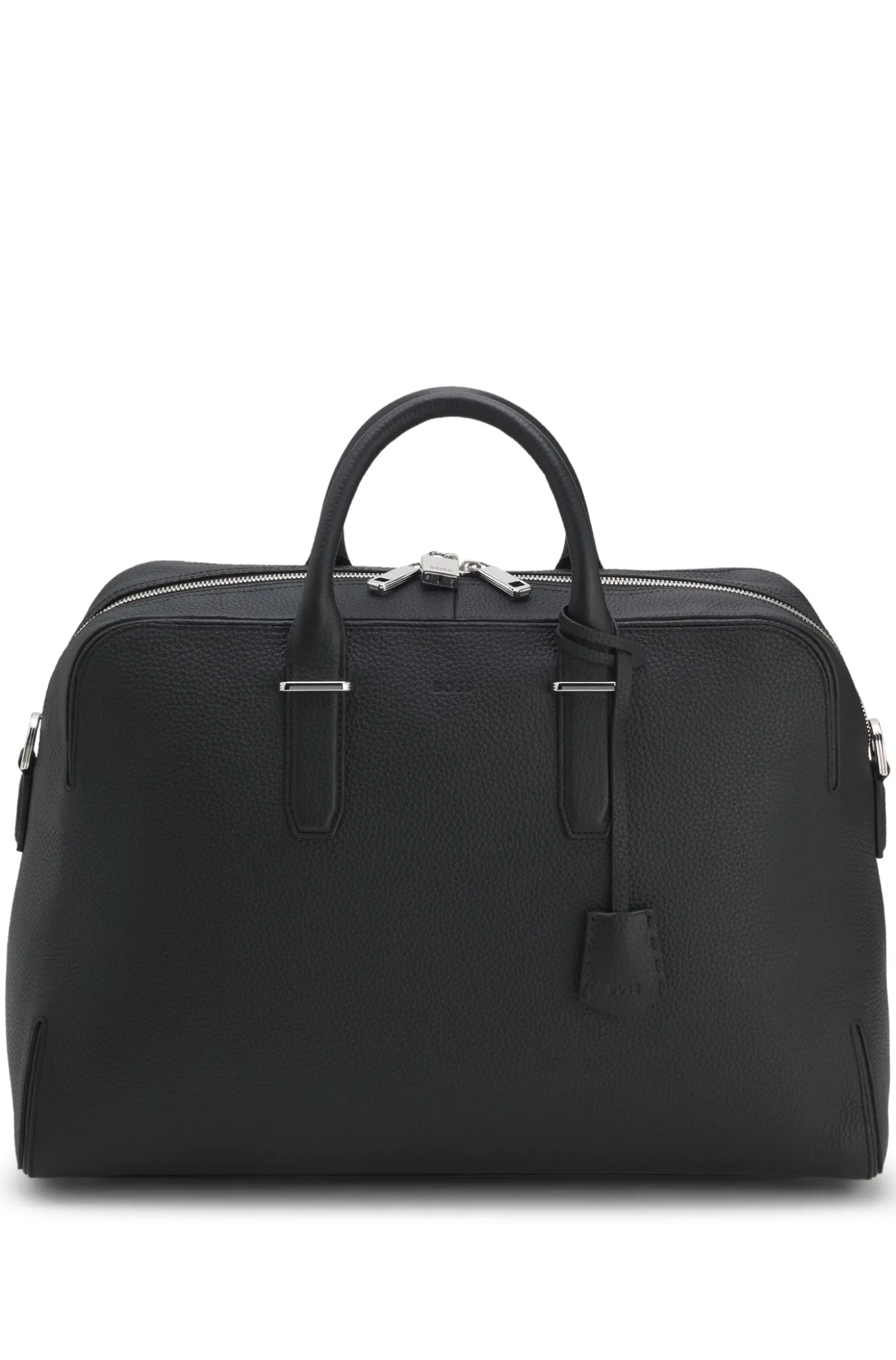 Weekender aus genarbtem Leder mit Logo-Prägung
