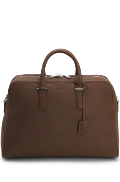 Weekender aus genarbtem Leder mit Logo-Prägung