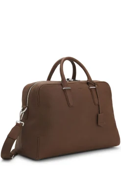 Weekender aus genarbtem Leder mit Logo-Prägung
