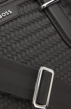 Weekender aus gewebtem Leder mit silberfarbenem Logo