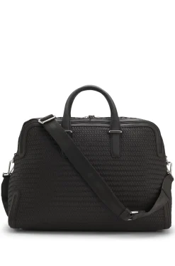 Weekender aus gewebtem Leder mit silberfarbenem Logo