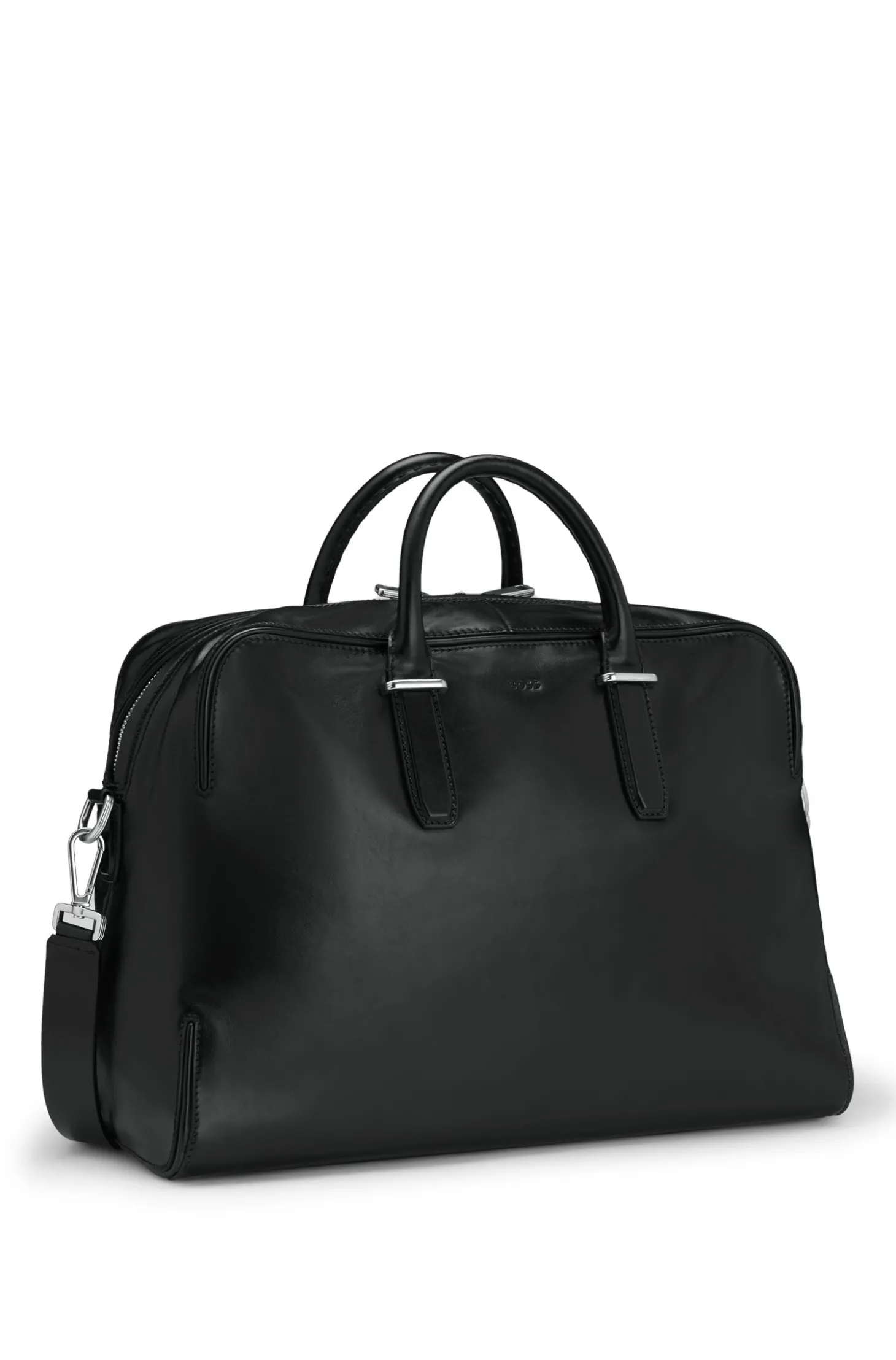 Weekender aus Leder mit Logo-Prägung