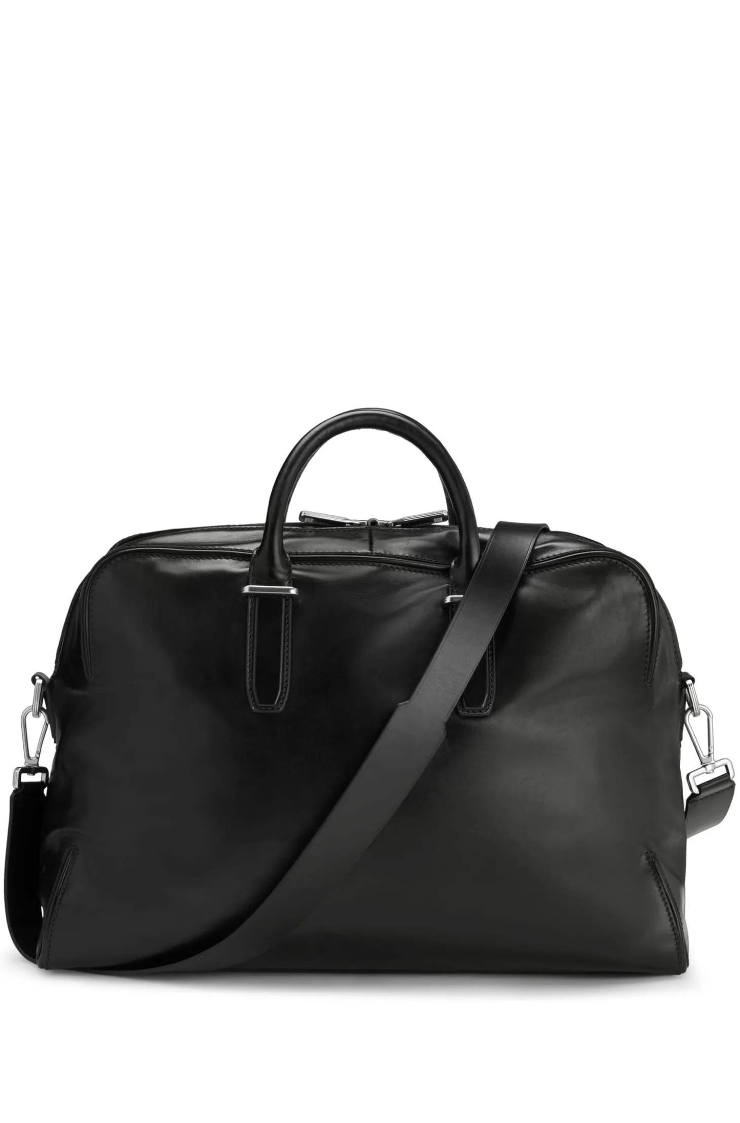 Weekender aus Leder mit Logo-Prägung