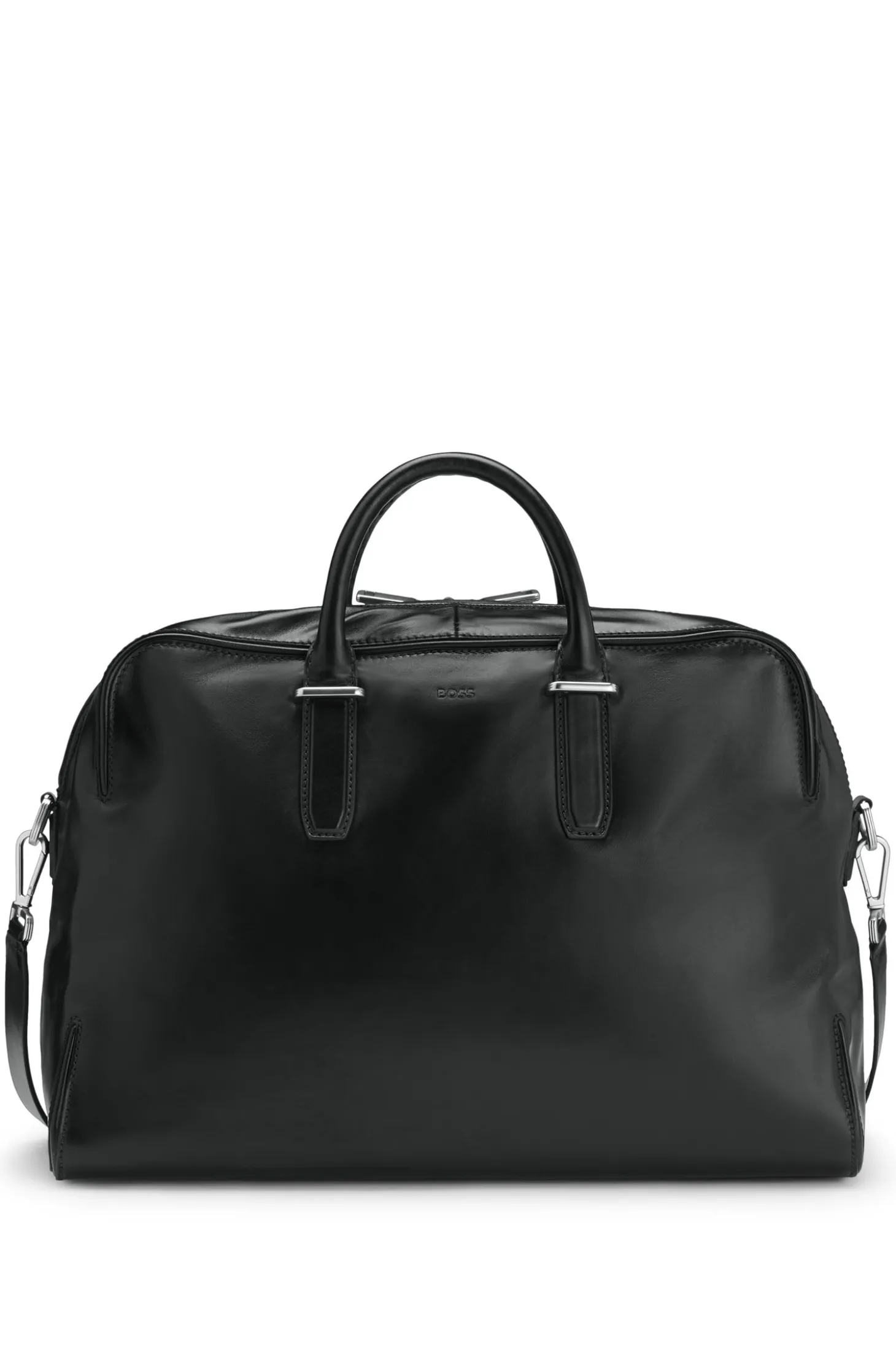 Weekender aus Leder mit Logo-Prägung