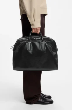 Weekender aus Leder mit Logo-Prägung