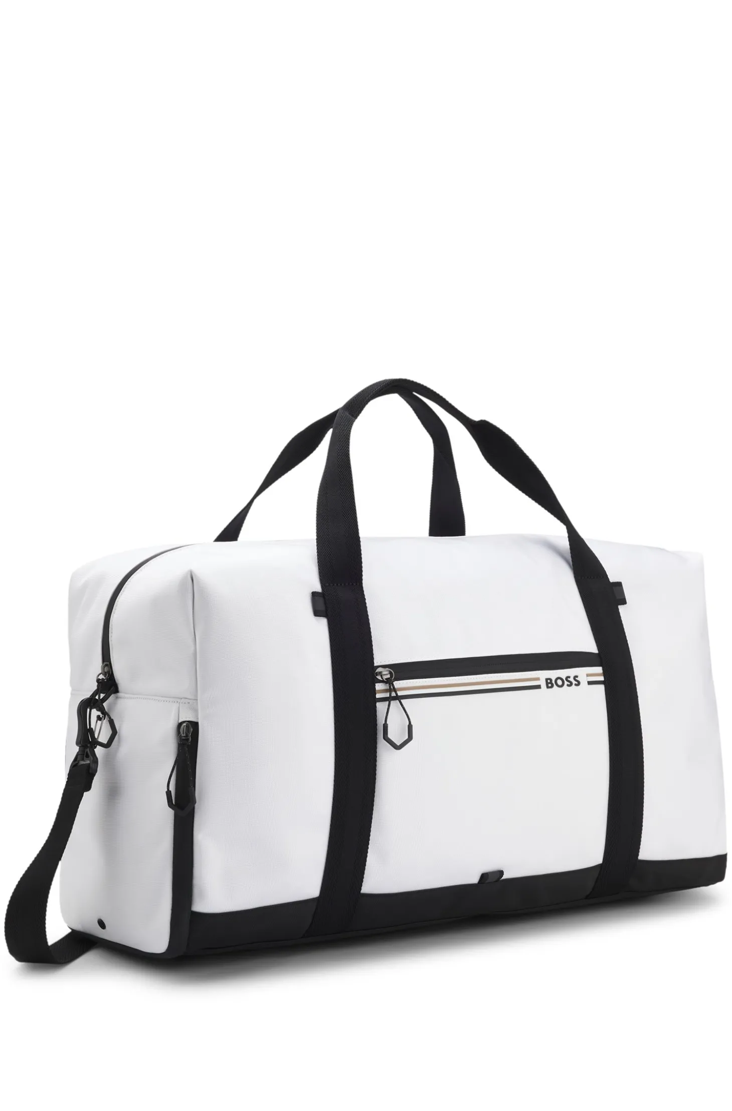 Weekender aus strukturiertem Gewebe mit Logo und Signature-Streifen