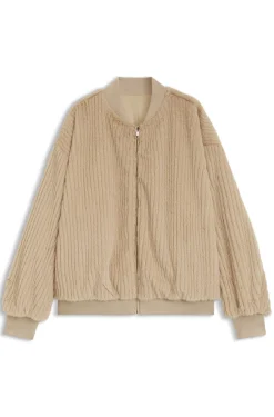 Wendbare Relaxed-Fit Bomberjacke aus Satin und Kunstfell