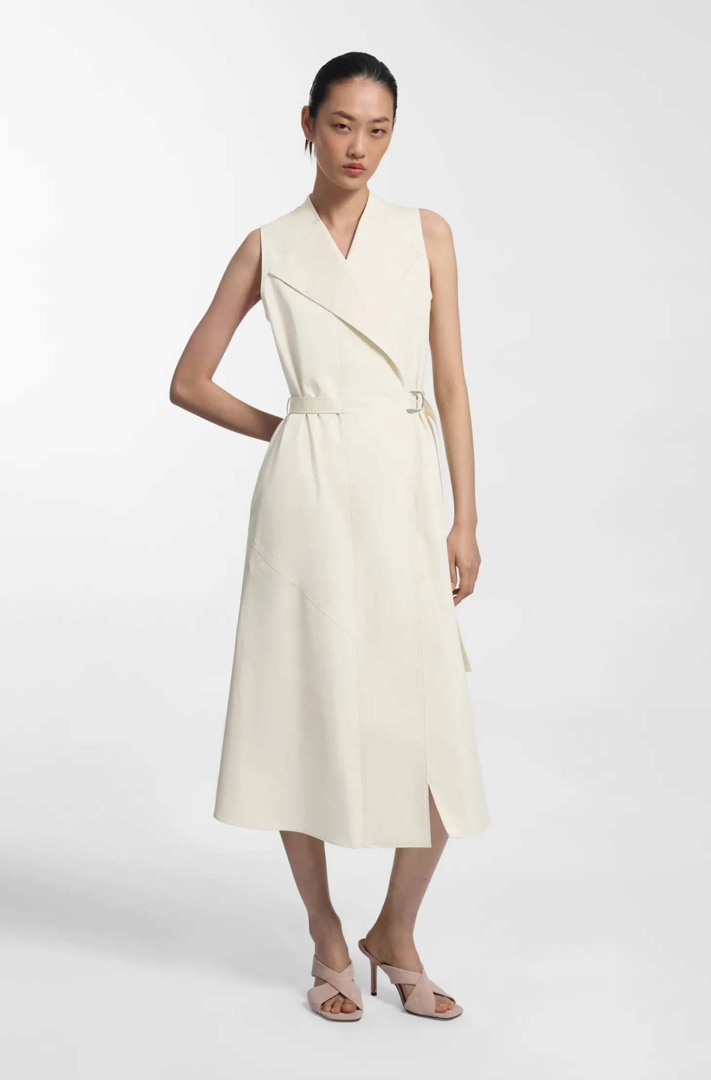 Wickelkleid aus Stretch-Baumwolle mit verstellbarem Gürtel