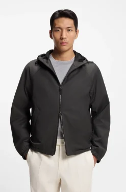 Windbreaker aus Schurwolle mit Kapuze
