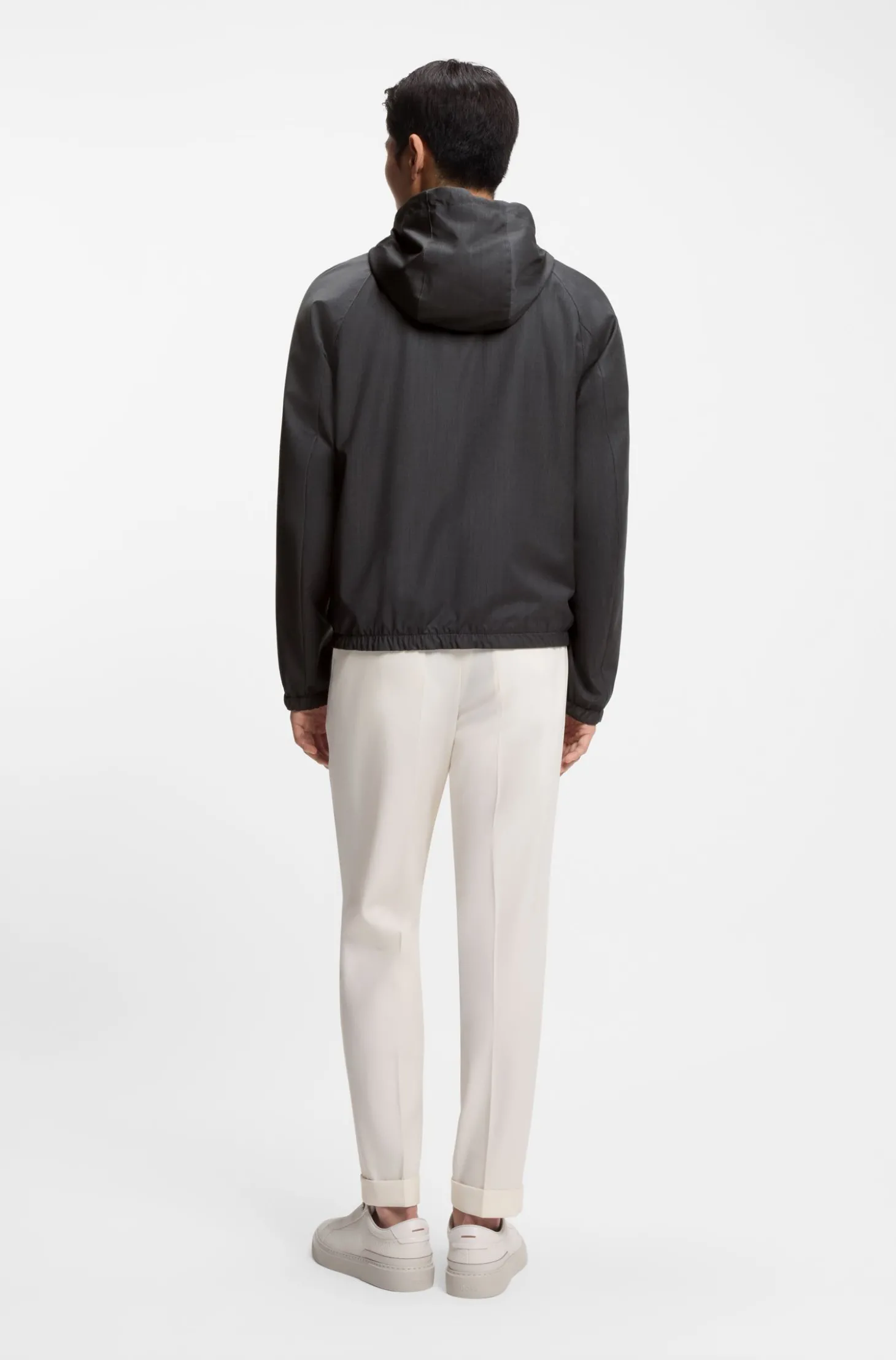 Windbreaker aus Schurwolle mit Kapuze