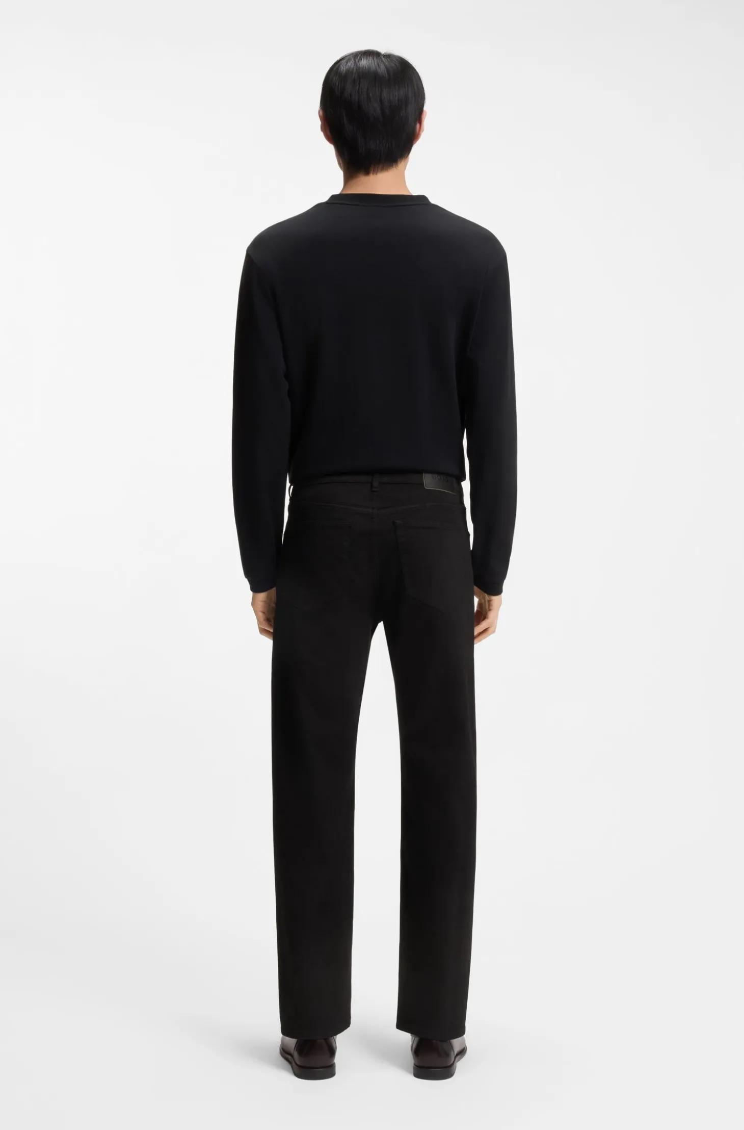 Year of the Horse Tapered-Fit Jeans aus schwarzem Denim mit gelasertem Muster