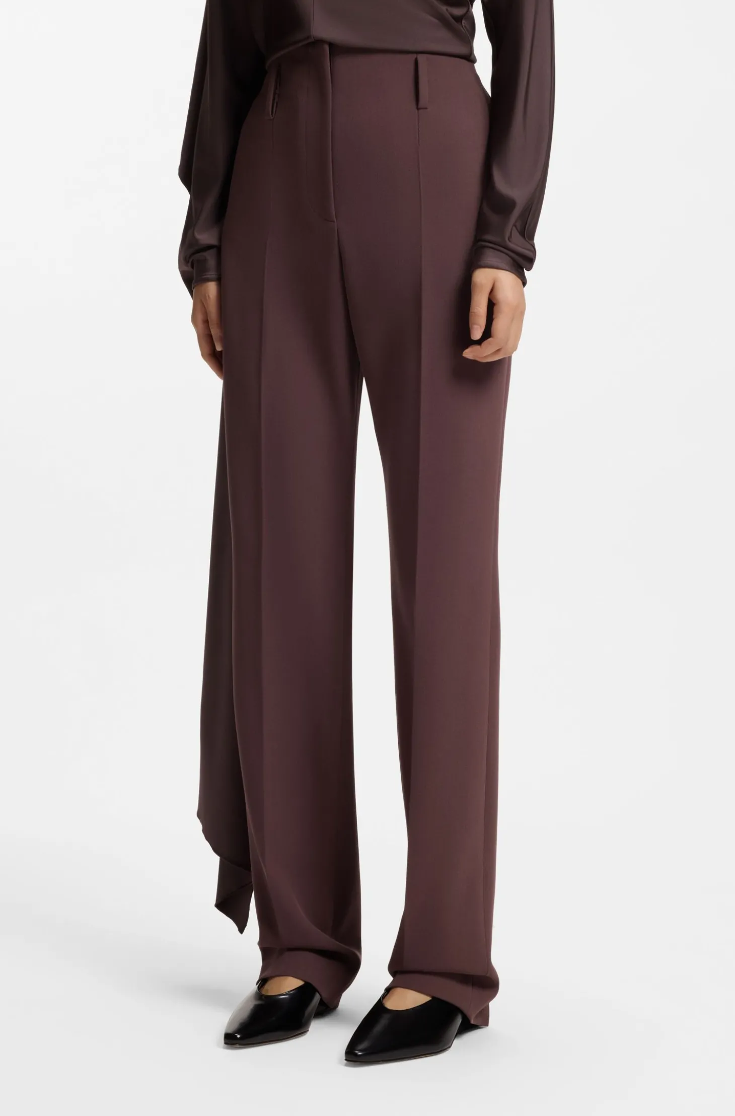 Zigarettenhose aus Schurwoll-Mix mit hohem Bund
